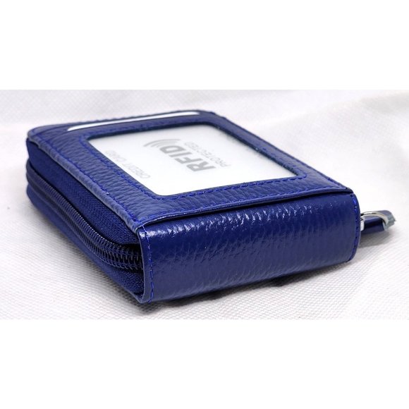Unisex Credit Card Wallet With Zipper, Genuine Leather RFID Credit Card Holder - Picture 4 of 16